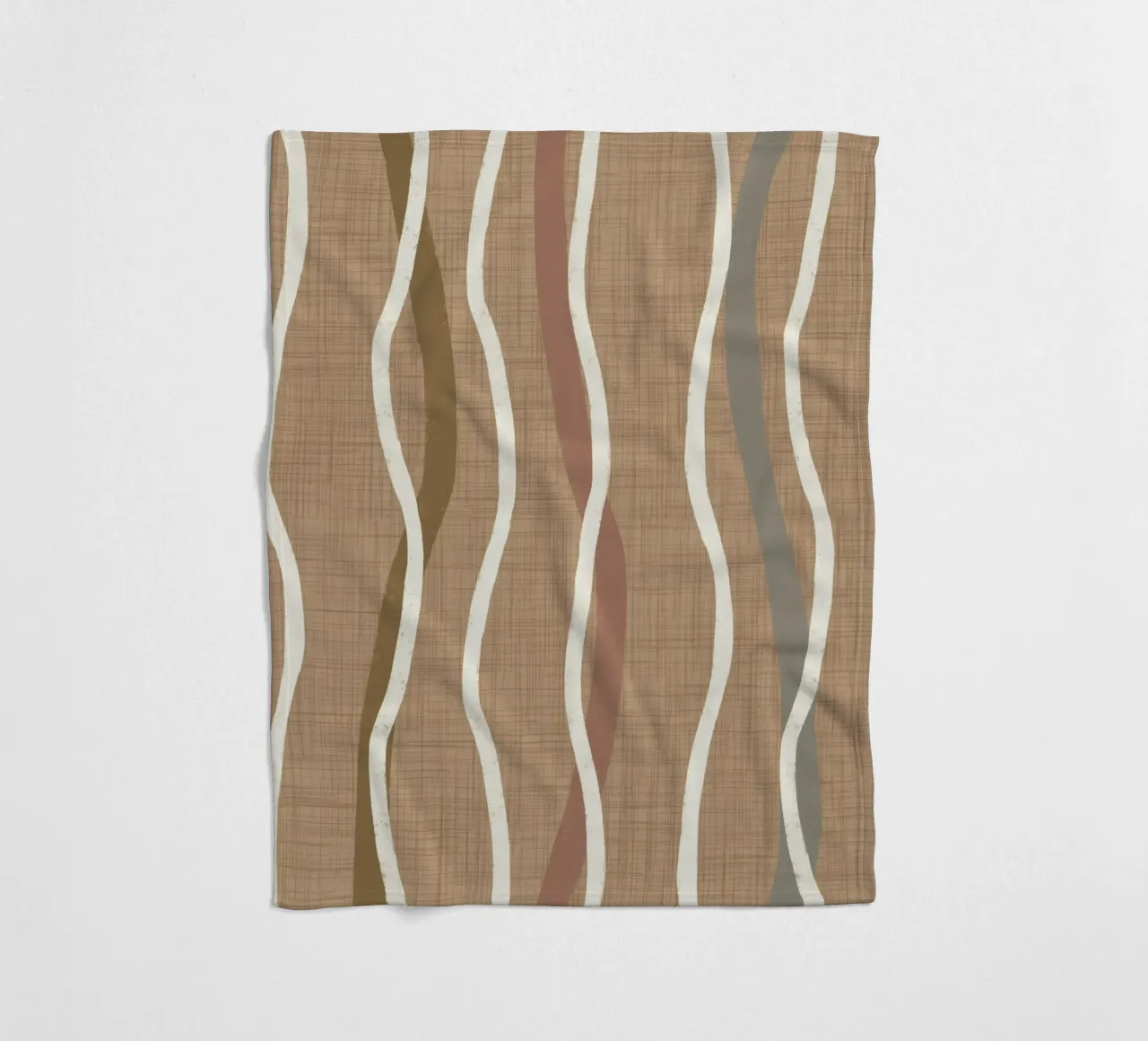 Linee ondulate retrò Buffed Beige PANTONE 20-0025 Metà secolo coperta in pile da susanacosta