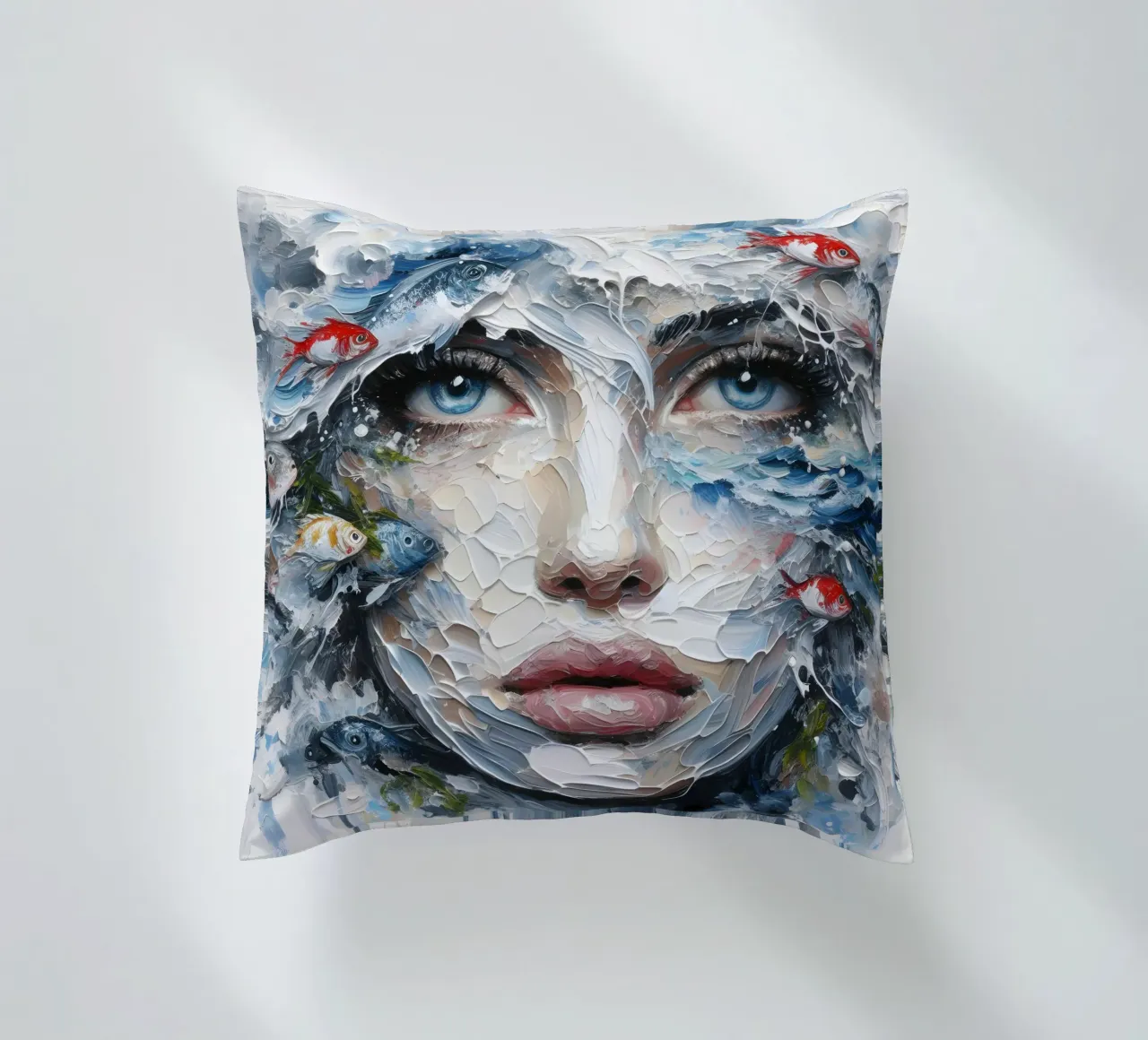 Nuotare con i pesci Pittura cuscino da ARTOMATIC