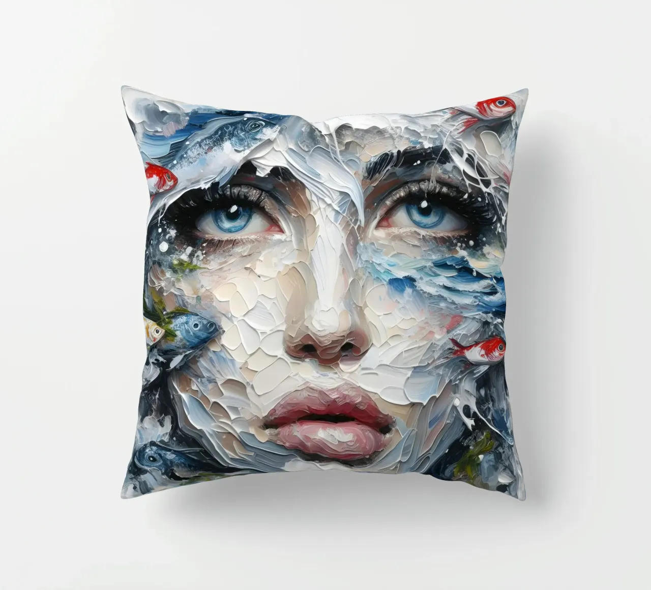 Nuotare con i pesci Pittura cuscino da ARTOMATIC