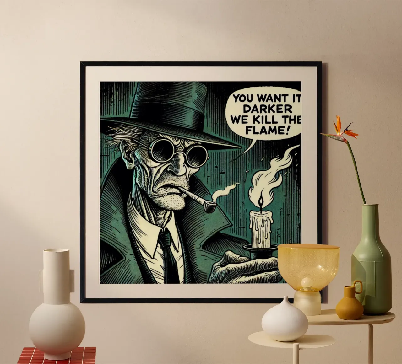 you want it darker - Vintage Poster poster con telaio in plastica da posterprints-by-nomad