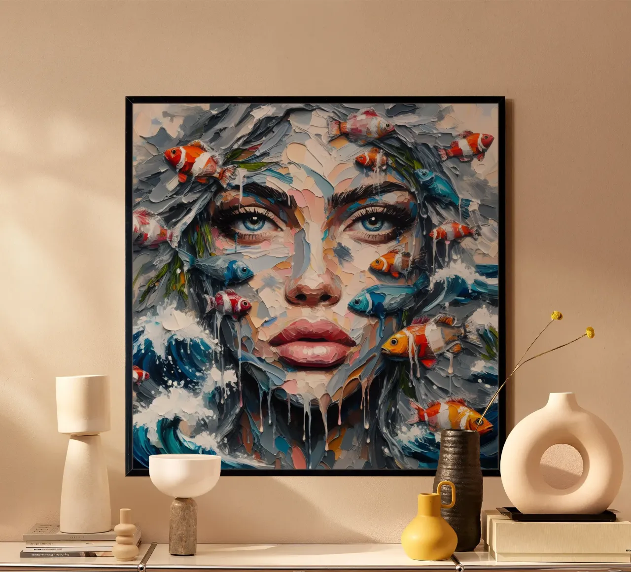 ES GIBT NOCH VIELE FISCHE IM MEER PORTRÄT Poster mit Aluminium Rahmen von ARTOMATIC