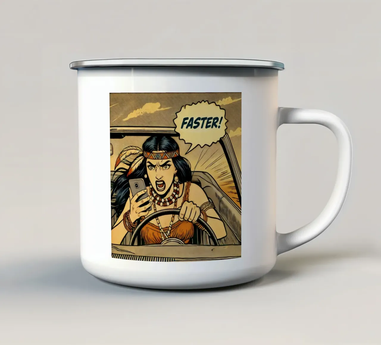 faster - Vintage Poster tazza in smalto da posterprints-by-nomad