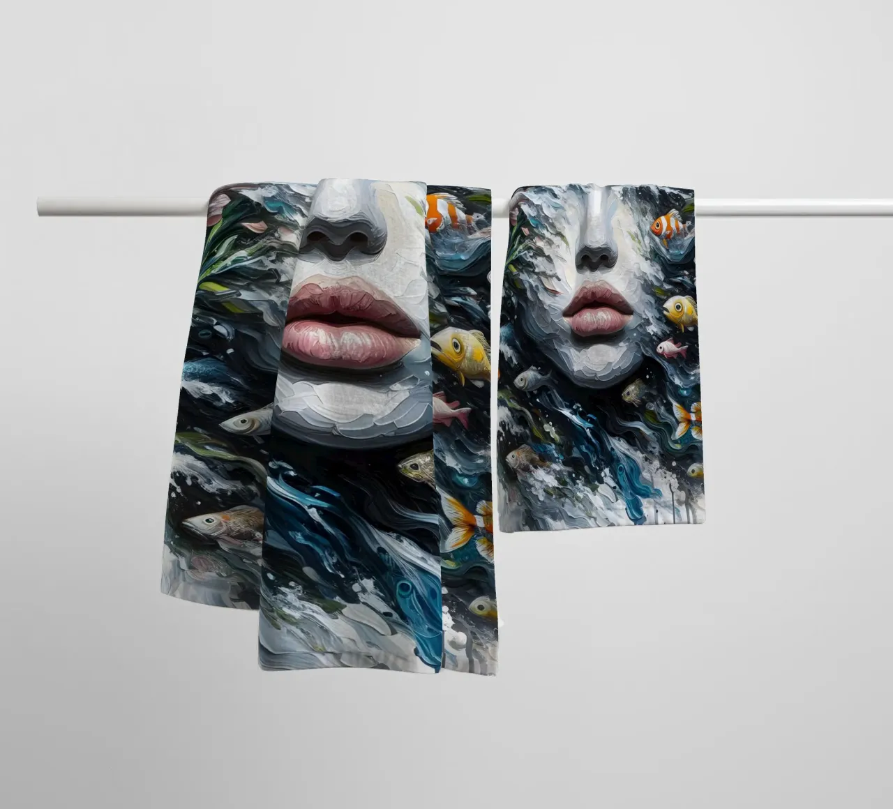 COME UN PESCE FUOR D'ACQUA RITRATTO asciugamano da bagno da ARTOMATIC
