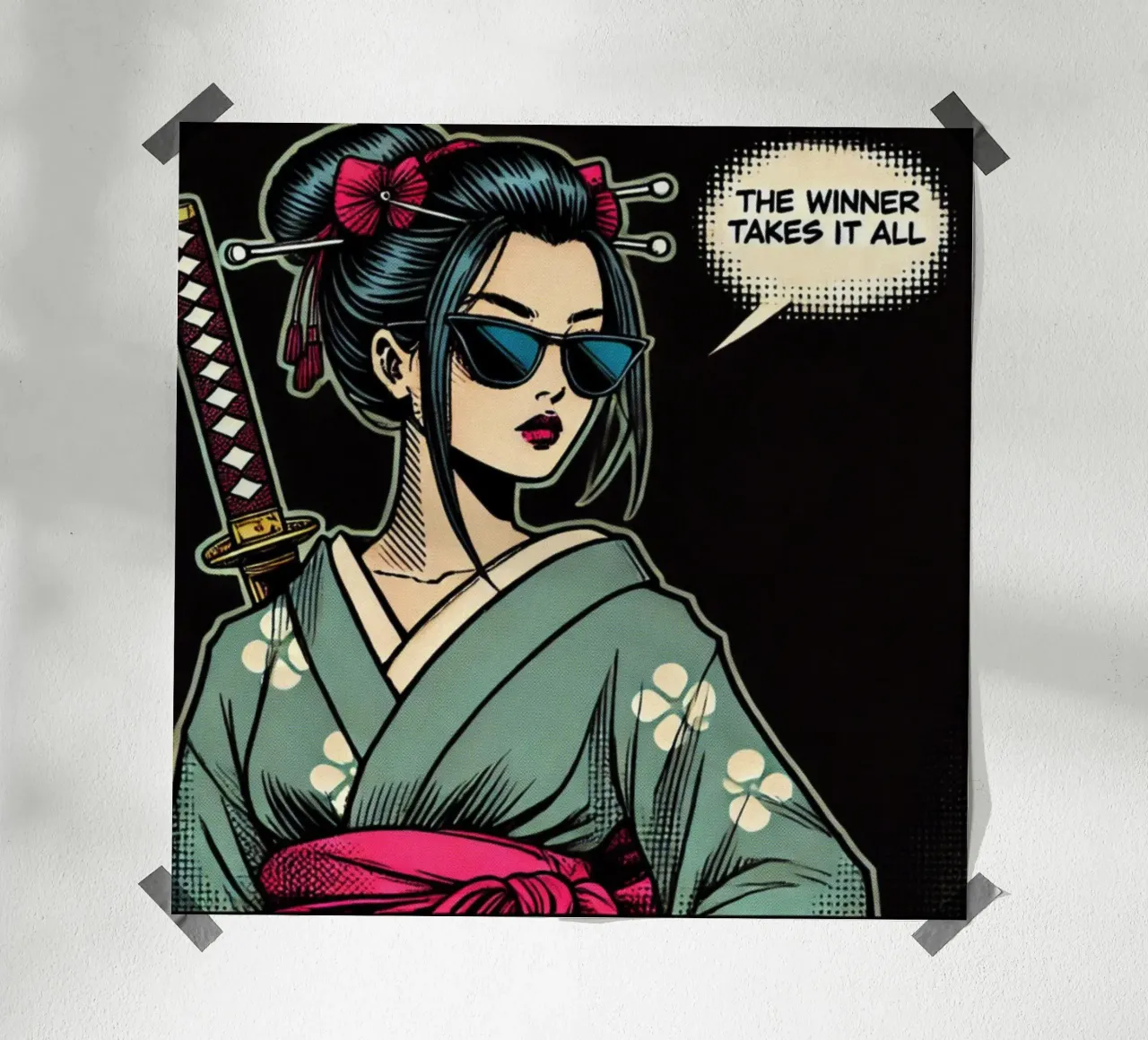 the winner takes it all - Vintage Poster poster con telaio in plastica da posterprints-by-nomad