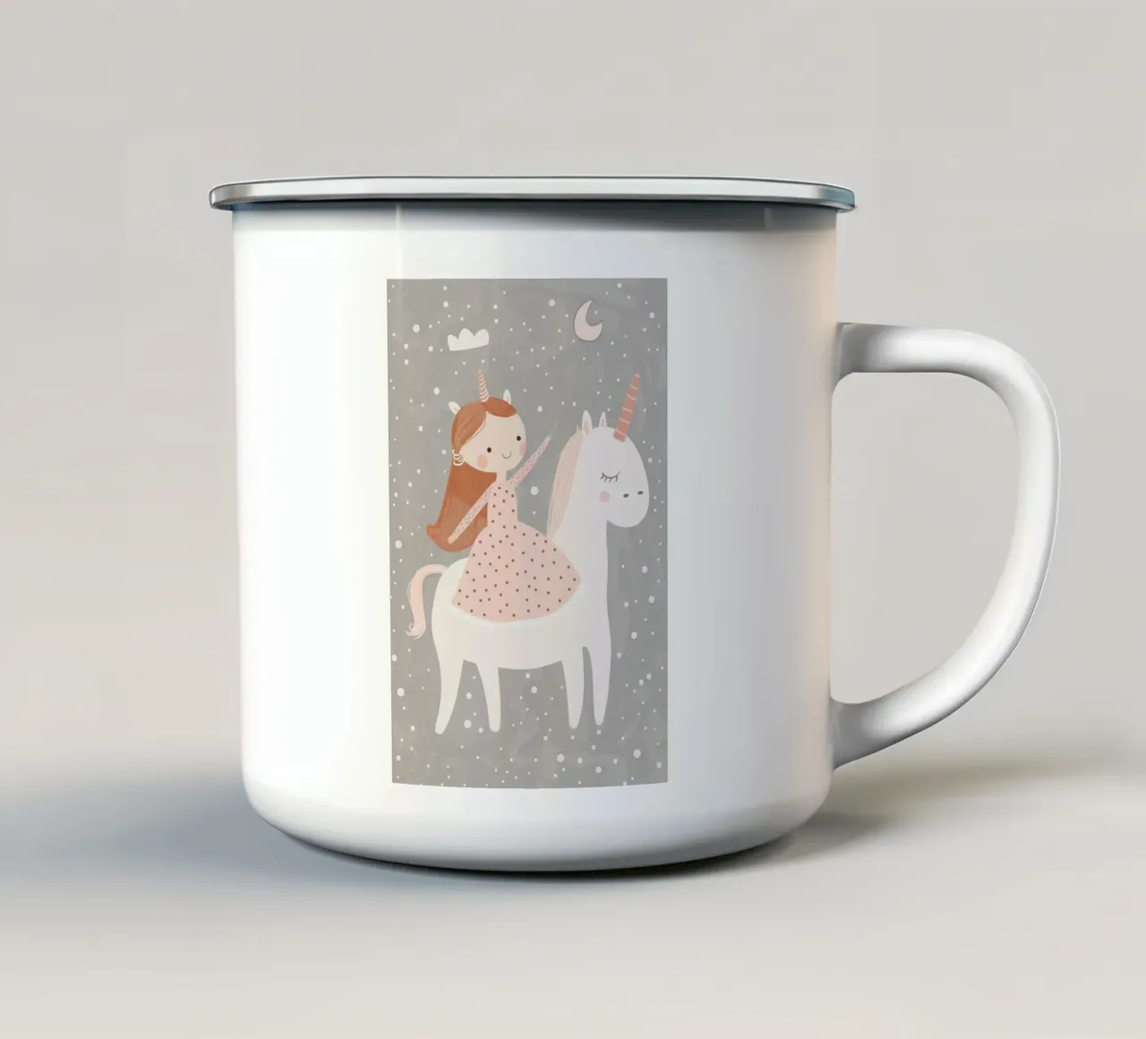 Stampa per la cameretta dei bambini, illustrazione di unicorno carino tazza in smalto da Little Lola