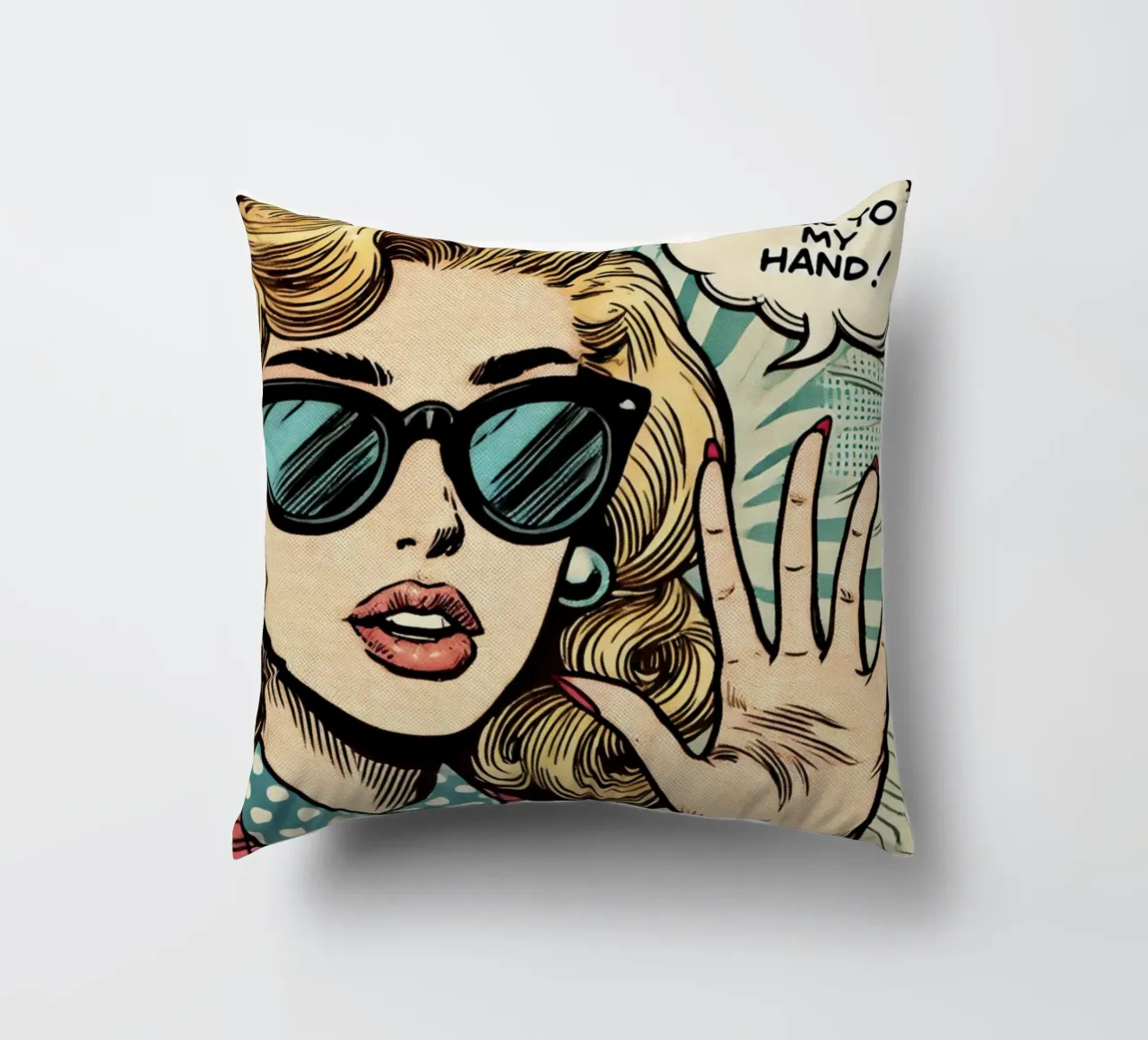 talk to my hand - Vintage Poster cuscino da posterprints-by-nomad