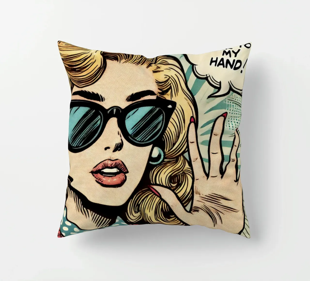 talk to my hand - Vintage Poster cuscino da posterprints-by-nomad
