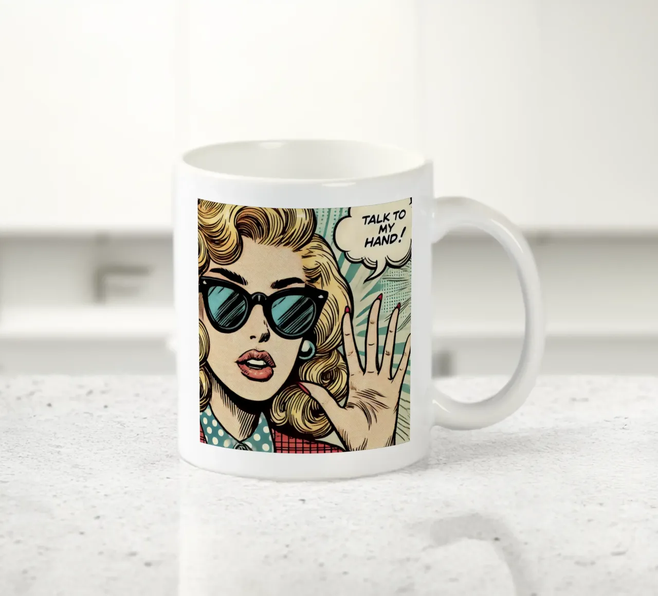 talk to my hand - Vintage Poster tazza in ceramica da posterprints-by-nomad