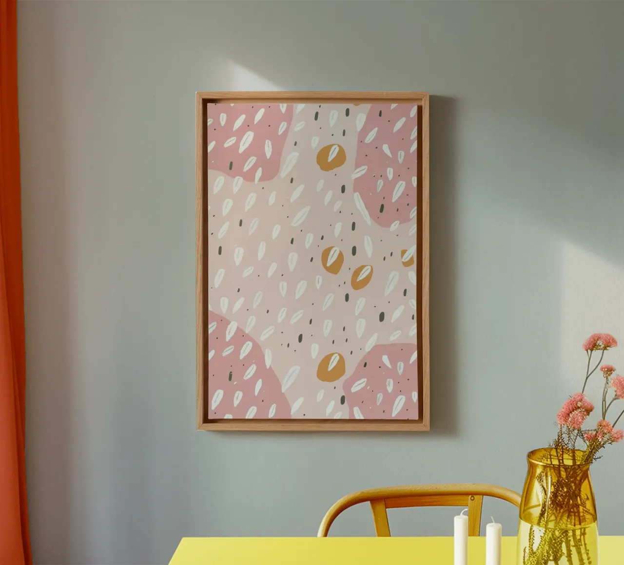 Pastel Abstract Print for Nursery canvas with Floater frame by Little Lola