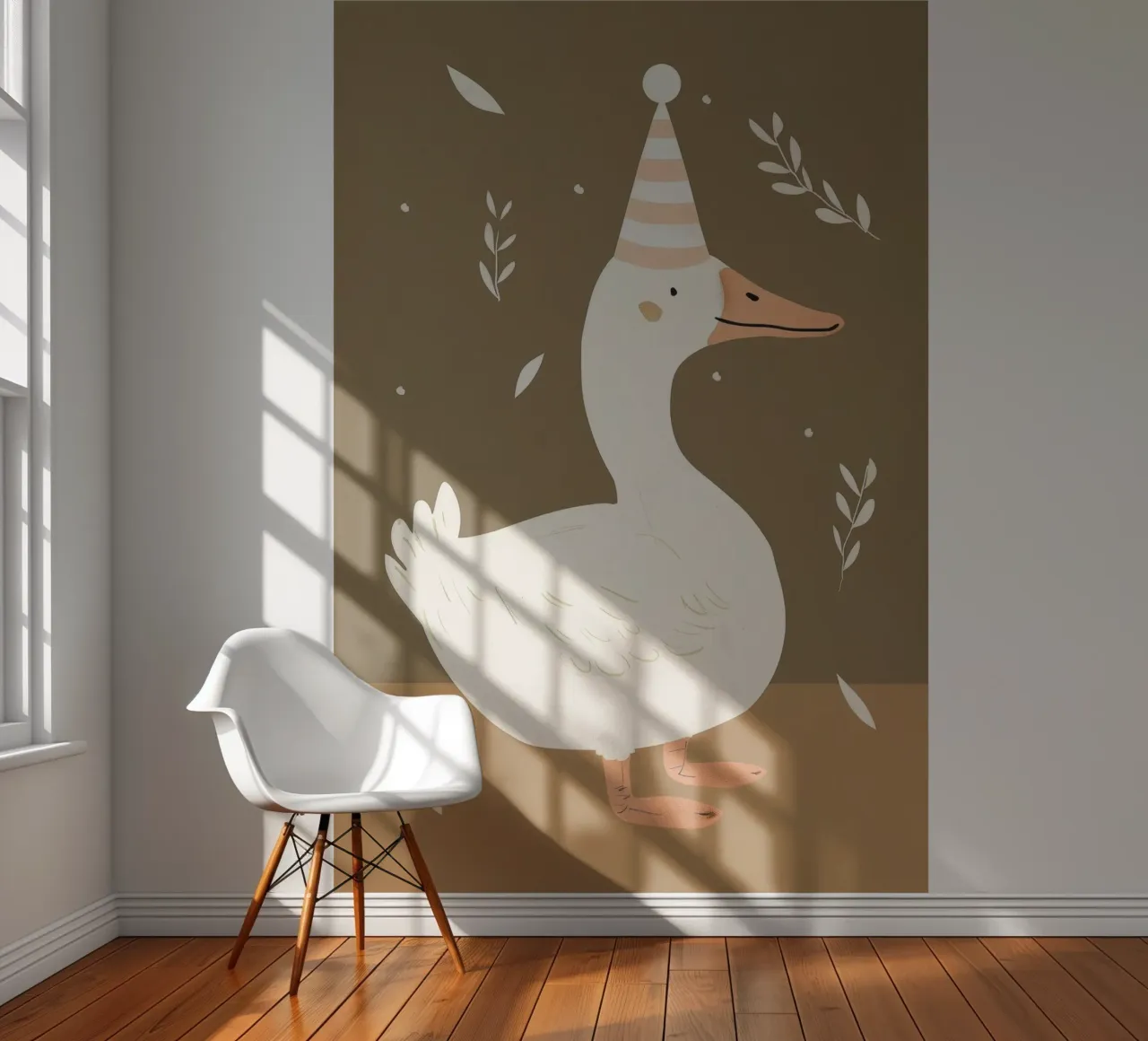 Birthday Celebration Duck, Cute Nursery Print for Kids photo wallpaper by Little Lola