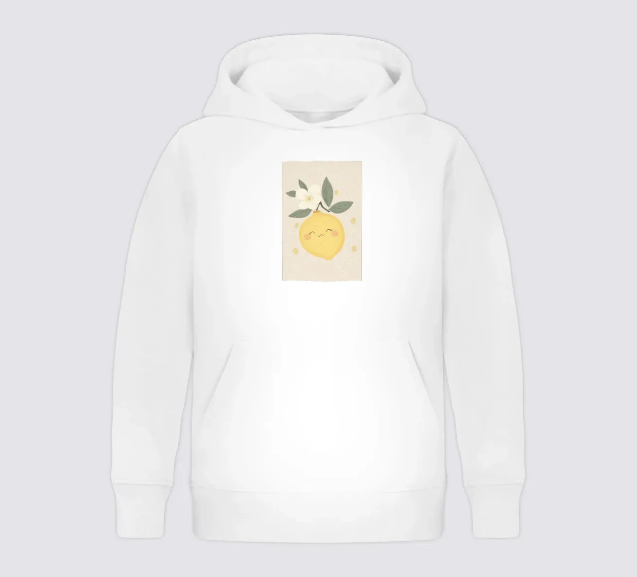Illustrazione di un piccolo limone felice per la cameretta dei bambini felpa bambino con cappuccio da Little Lola