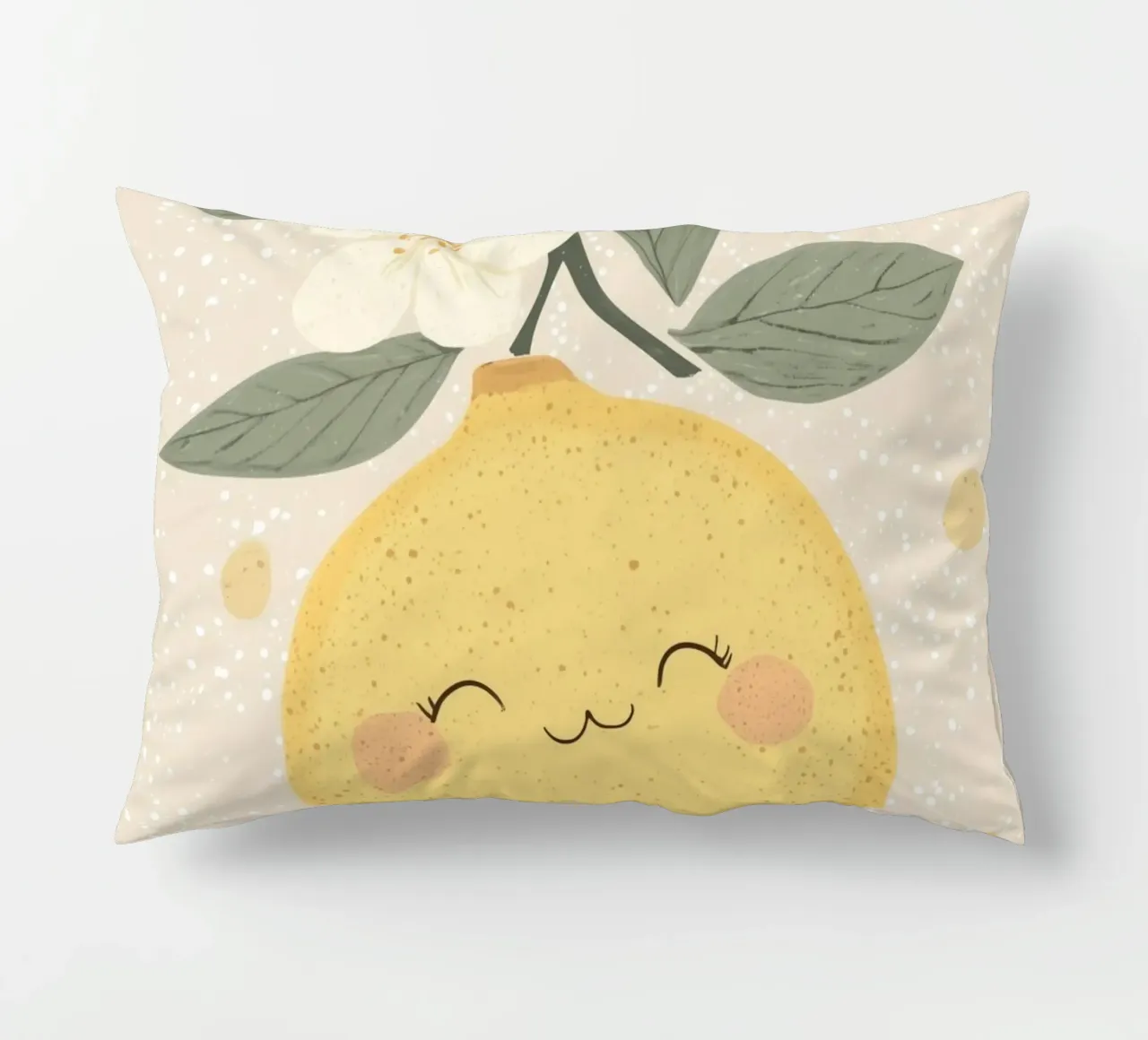 Illustrazione di un piccolo limone felice per la cameretta dei bambini cuscino da Little Lola