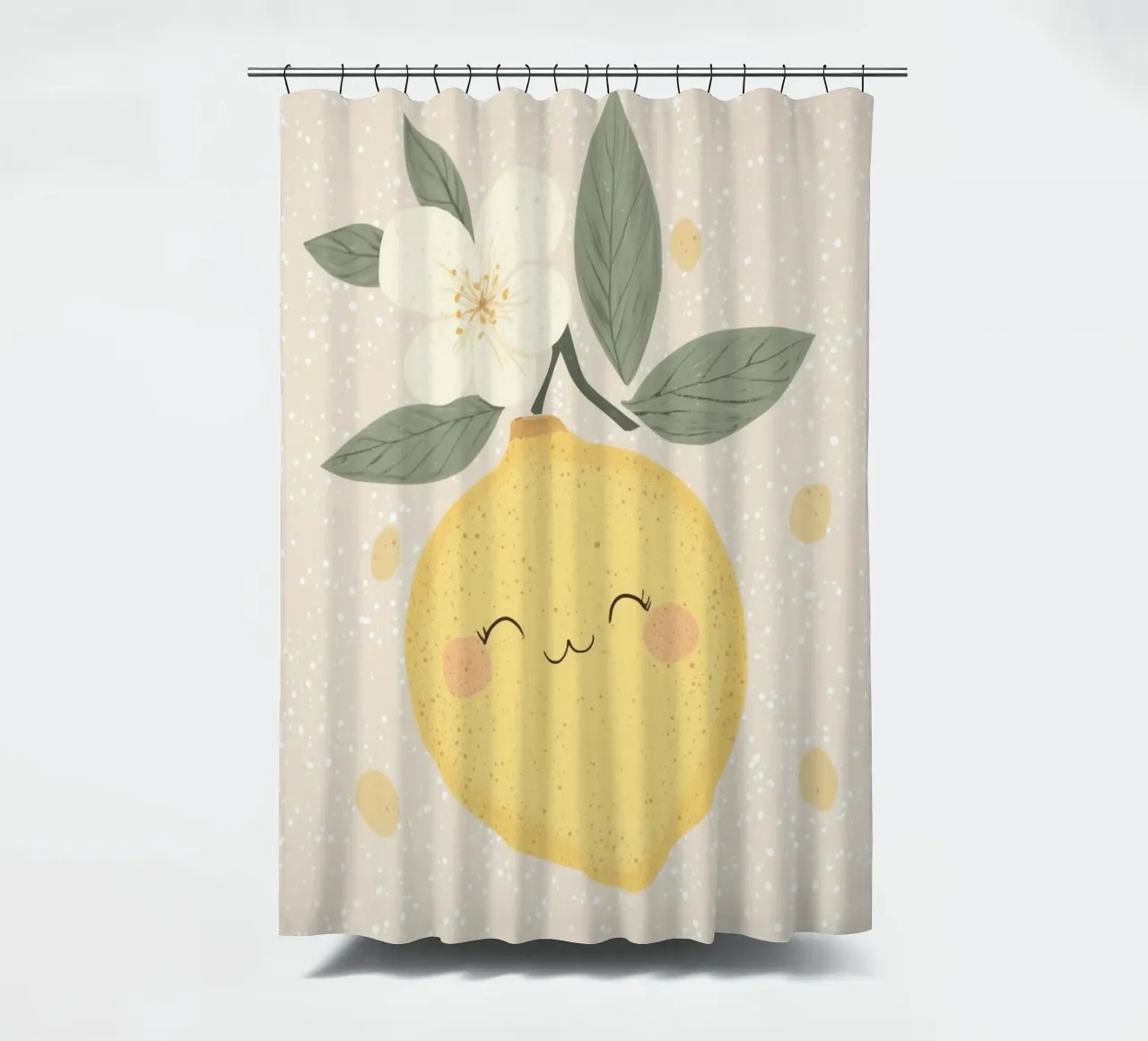 Illustrazione di un piccolo limone felice per la cameretta dei bambini tenda da doccia da Little Lola