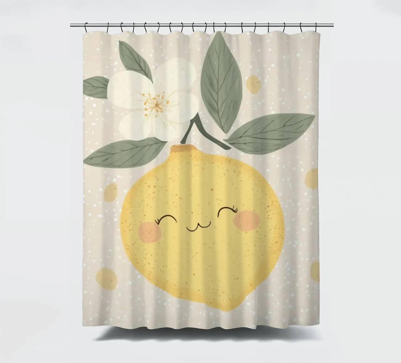 Illustrazione di un piccolo limone felice per la cameretta dei bambini tenda da doccia da Little Lola