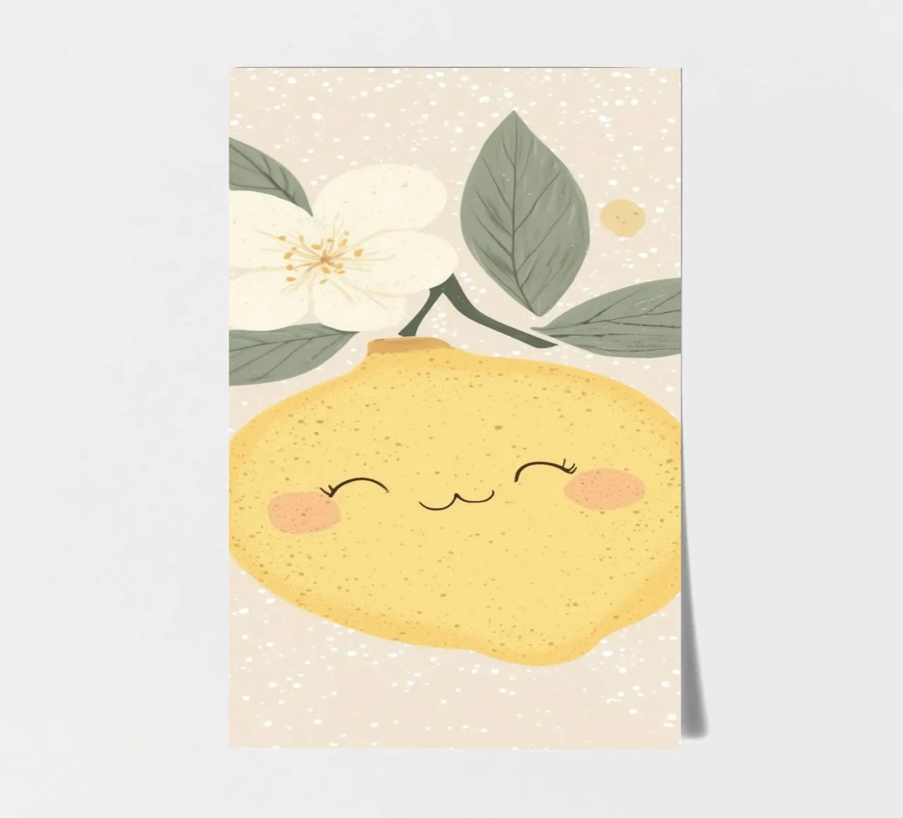 Illustrazione di un piccolo limone felice per la cameretta dei bambini foglio adesivo da Little Lola