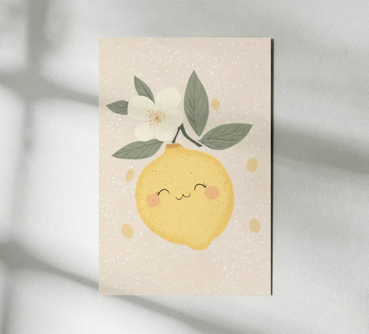 Illustrazione di un piccolo limone felice per la cameretta dei bambini pannello forex da Little Lola