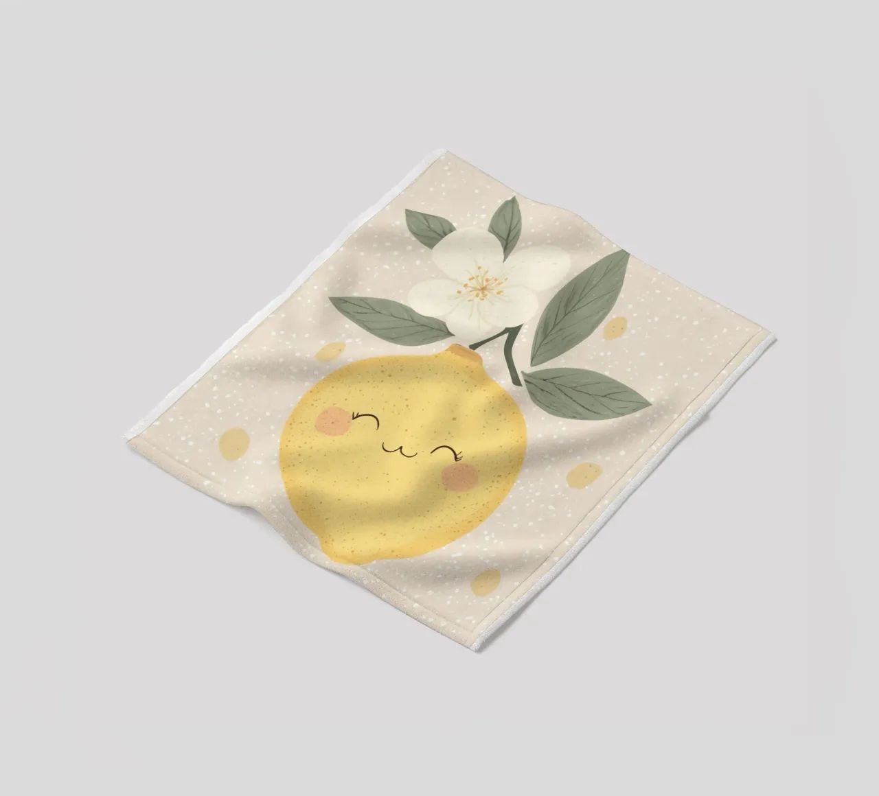 Illustrazione di un piccolo limone felice per la cameretta dei bambini coperta in pile da Little Lola