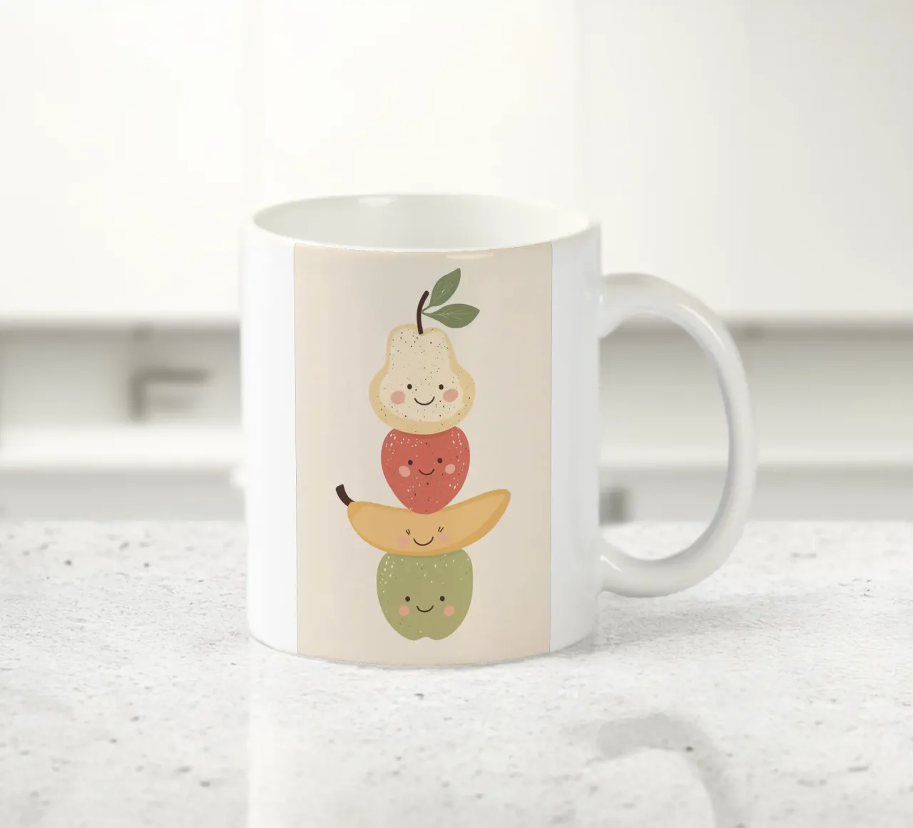 Fruit Print for Kids Nursery, Balancing Fruit Illustration tazza in ceramica da Little Lola