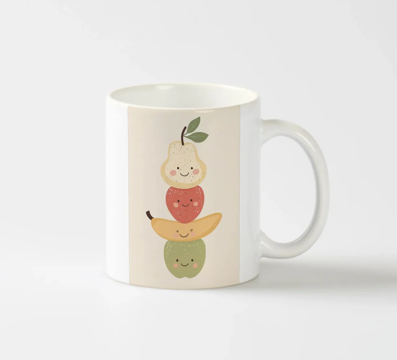 Fruit Print for Kids Nursery, Balancing Fruit Illustration tazza in ceramica da Little Lola