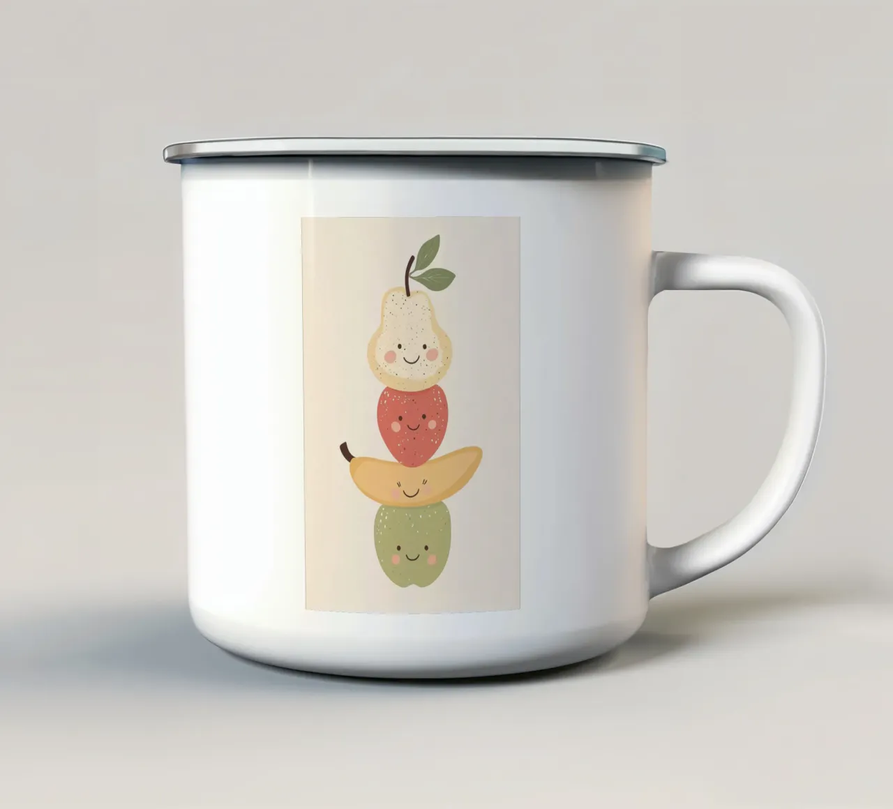 Fruit Print for Kids Nursery, Balancing Fruit Illustration tazza in smalto da Little Lola