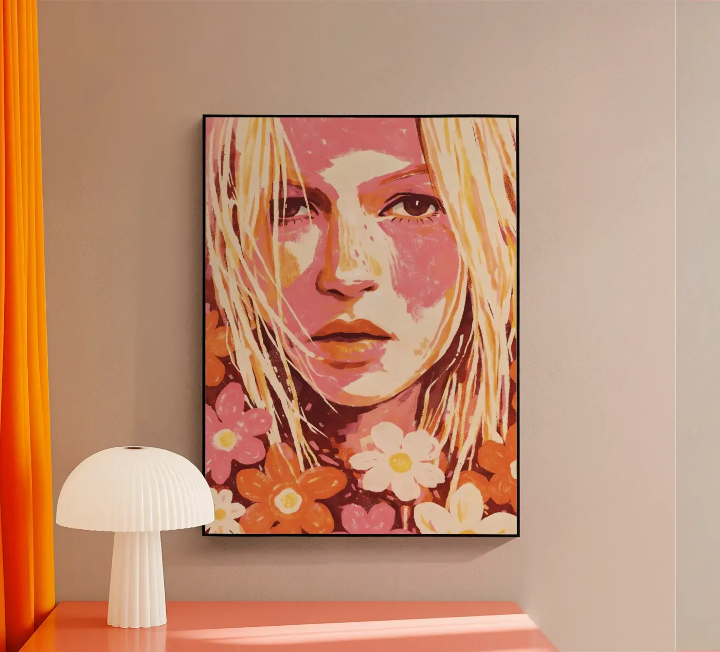 VROUW IN EEN DROOMACHTIGE BLOEMENPRINT acryl van ARTOMATIC