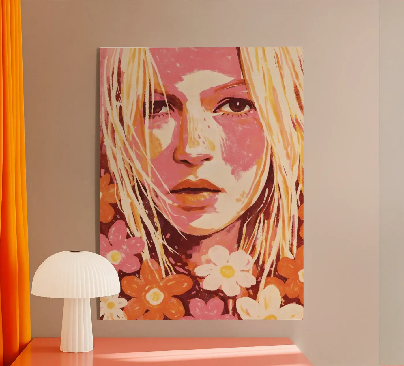 VROUW IN EEN DROOMACHTIGE BLOEMENPRINT acryl van ARTOMATIC