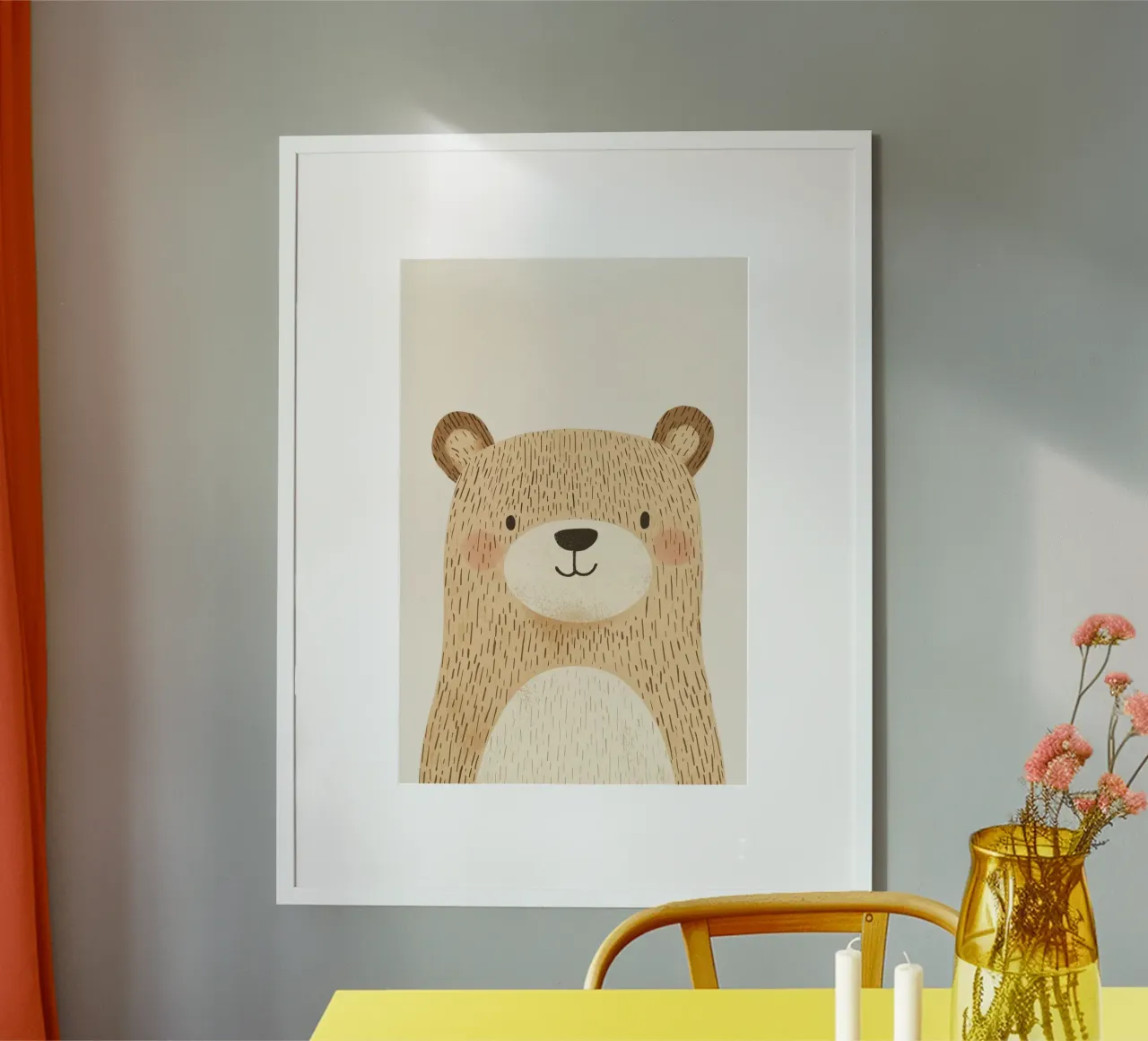 Simpatico orso, stampa pastello per cameretta, arredamento per bambini poster da Little Lola