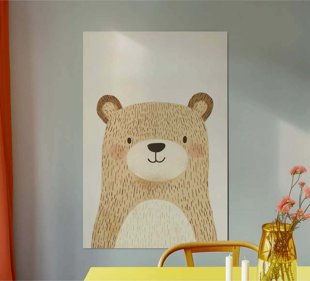 Simpatico orso, stampa pastello per cameretta, arredamento per bambini poster da Little Lola
