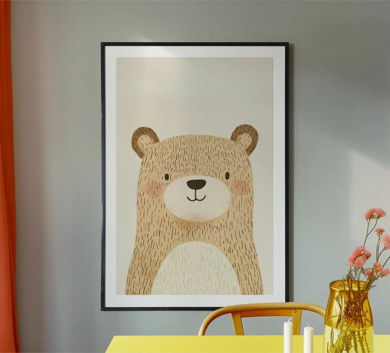 Simpatico orso, stampa pastello per cameretta, arredamento per bambini poster da Little Lola