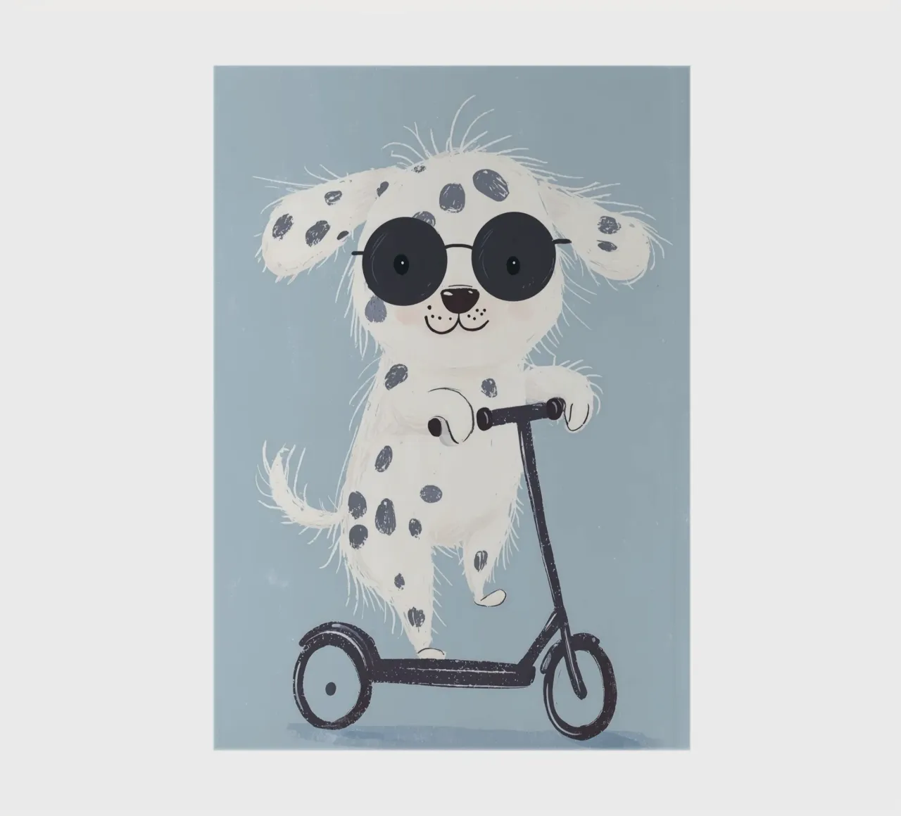 Imprimé pour enfants, illustration dalmatien, chiot mignon, scooter carnet de notes de Little Lola