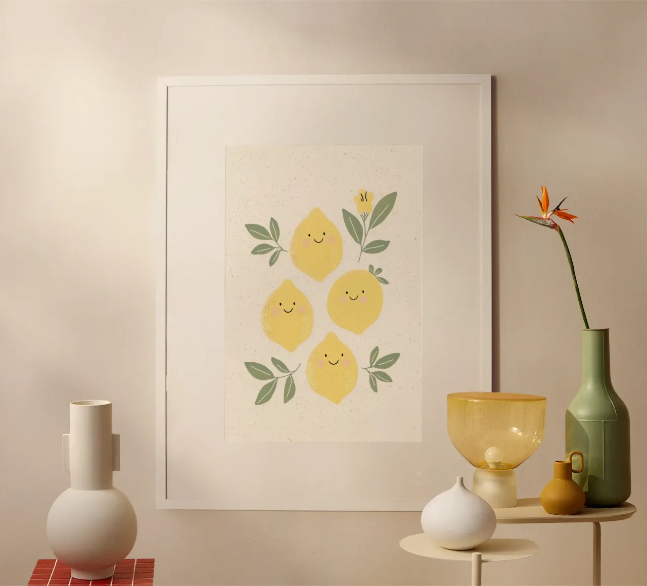 Stampa di limoni, simpatica stampa per camerette per bambini poster con telaio in legno da Little Lola