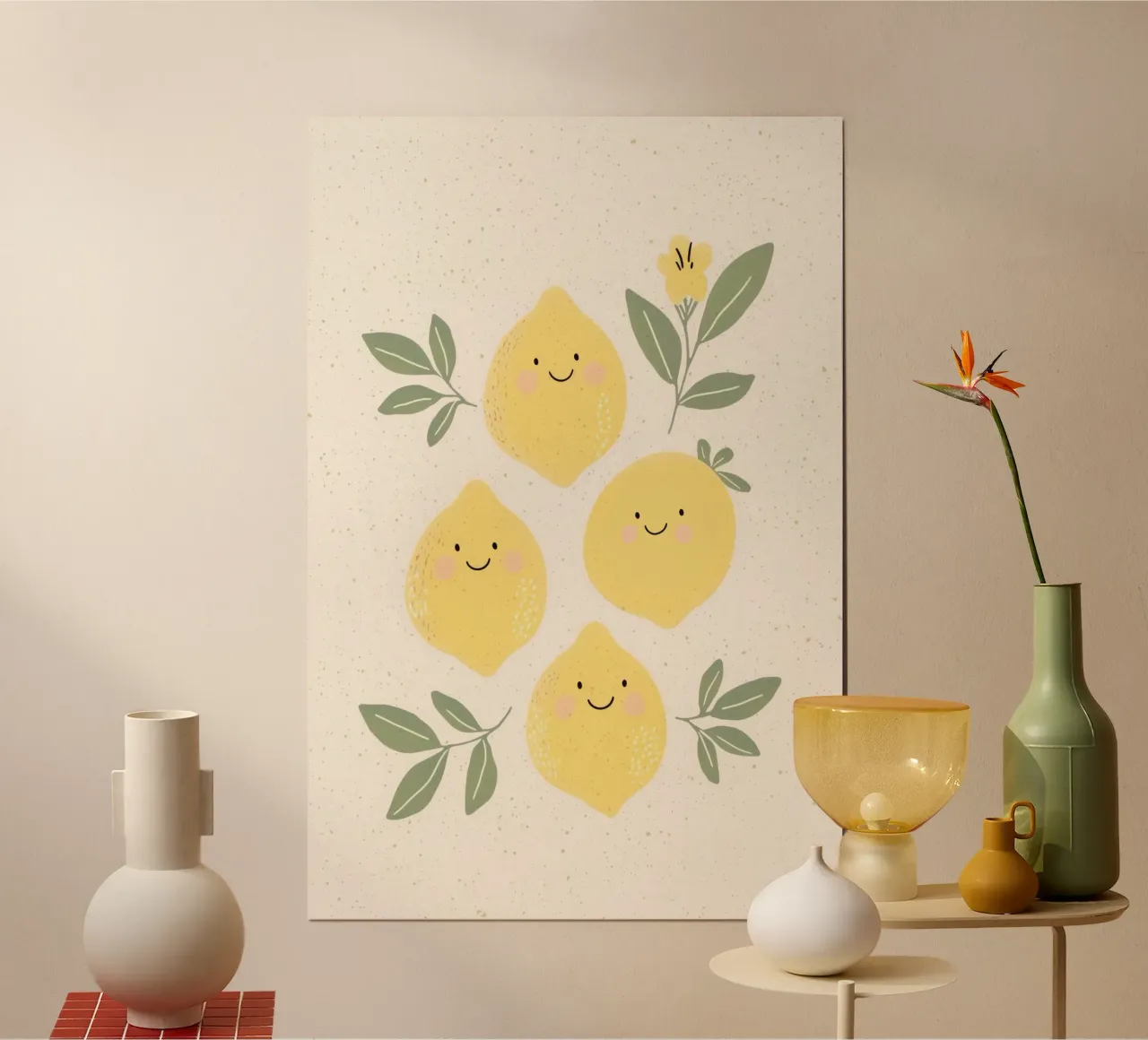 Stampa di limoni, simpatica stampa per camerette per bambini poster con telaio in legno da Little Lola