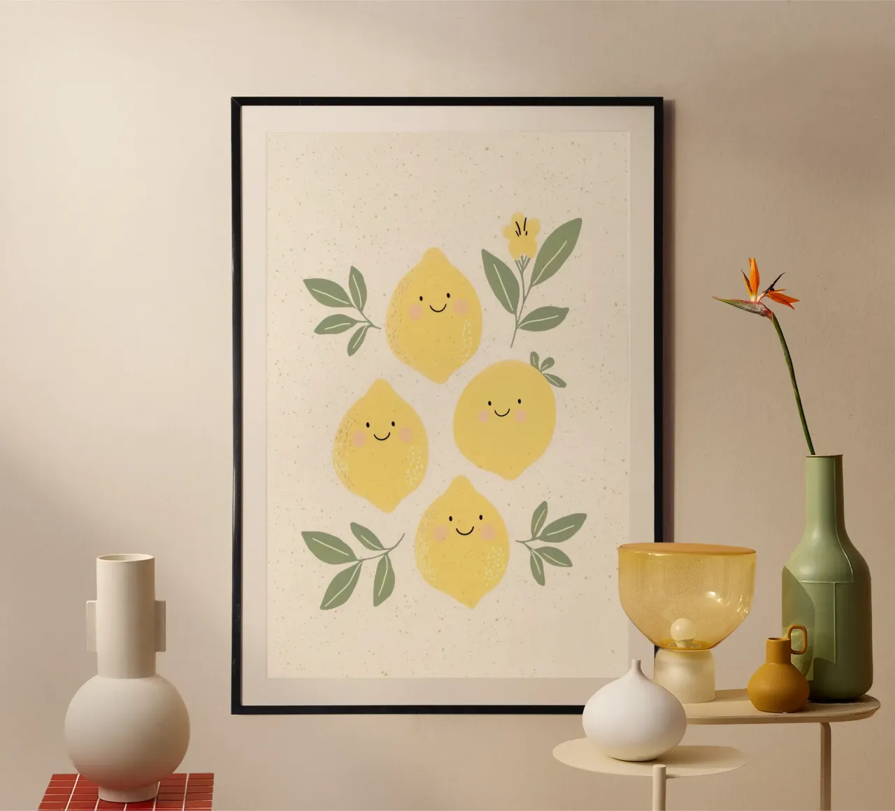 Stampa di limoni, simpatica stampa per camerette per bambini poster con telaio in legno da Little Lola