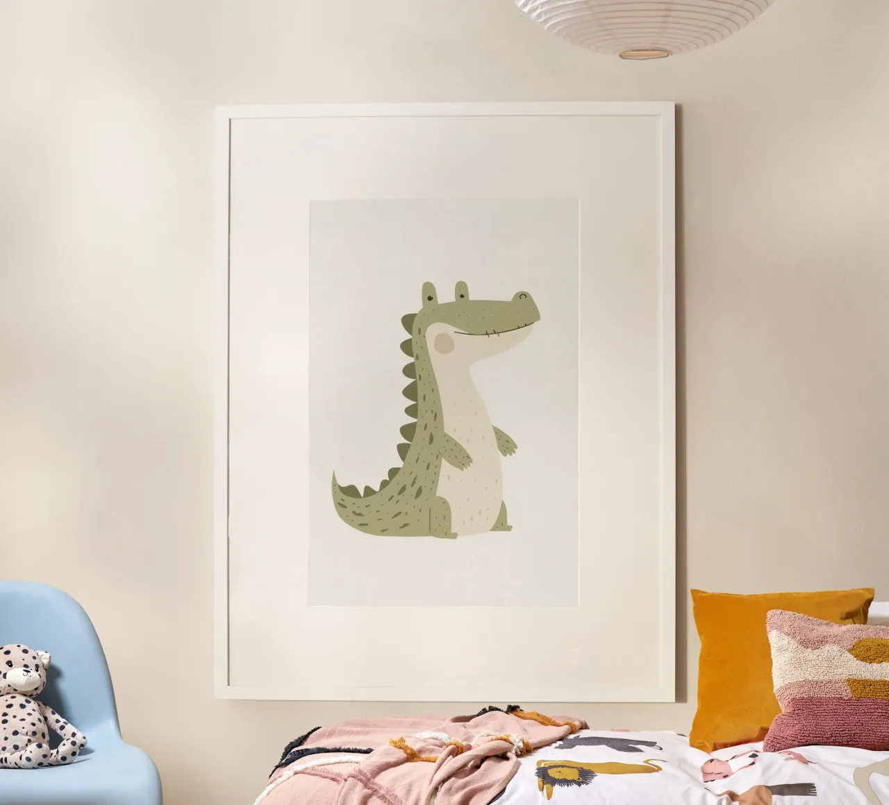 Stampa coccodrillo per cameretta, arredamento per la camera dei bambini poster con telaio in alluminio da Little Lola