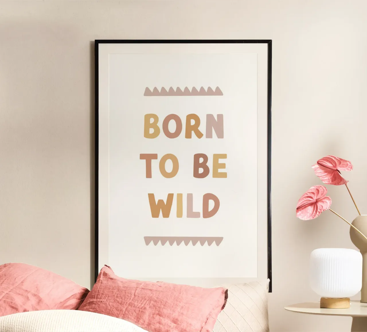 Stampa Born to be wild, Cameretta per bambini, Illustrazione per bambini poster con telaio in legno da Little Lola