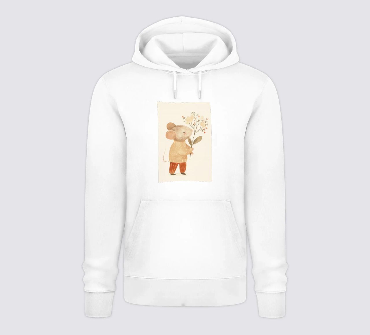 Aquarell Maus hält Blumen, Kinderzimmer Druck Hoodie von Little Lola
