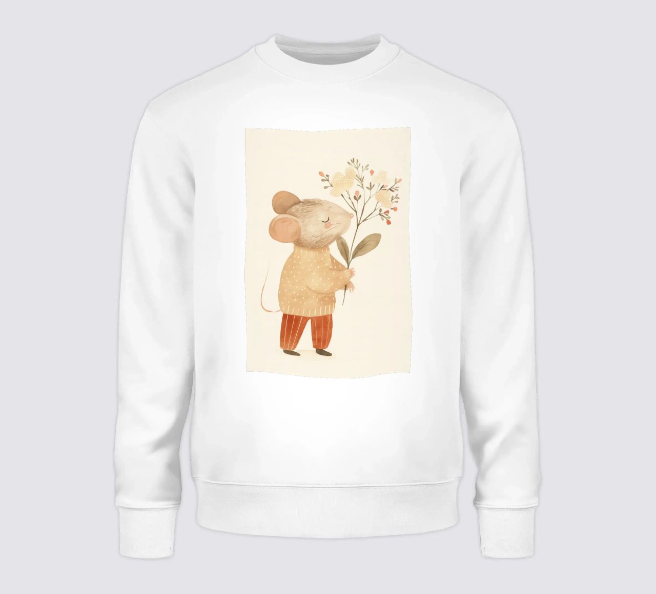 Aquarell Maus hält Blumen, Kinderzimmer Druck Sweatshirt von Little Lola