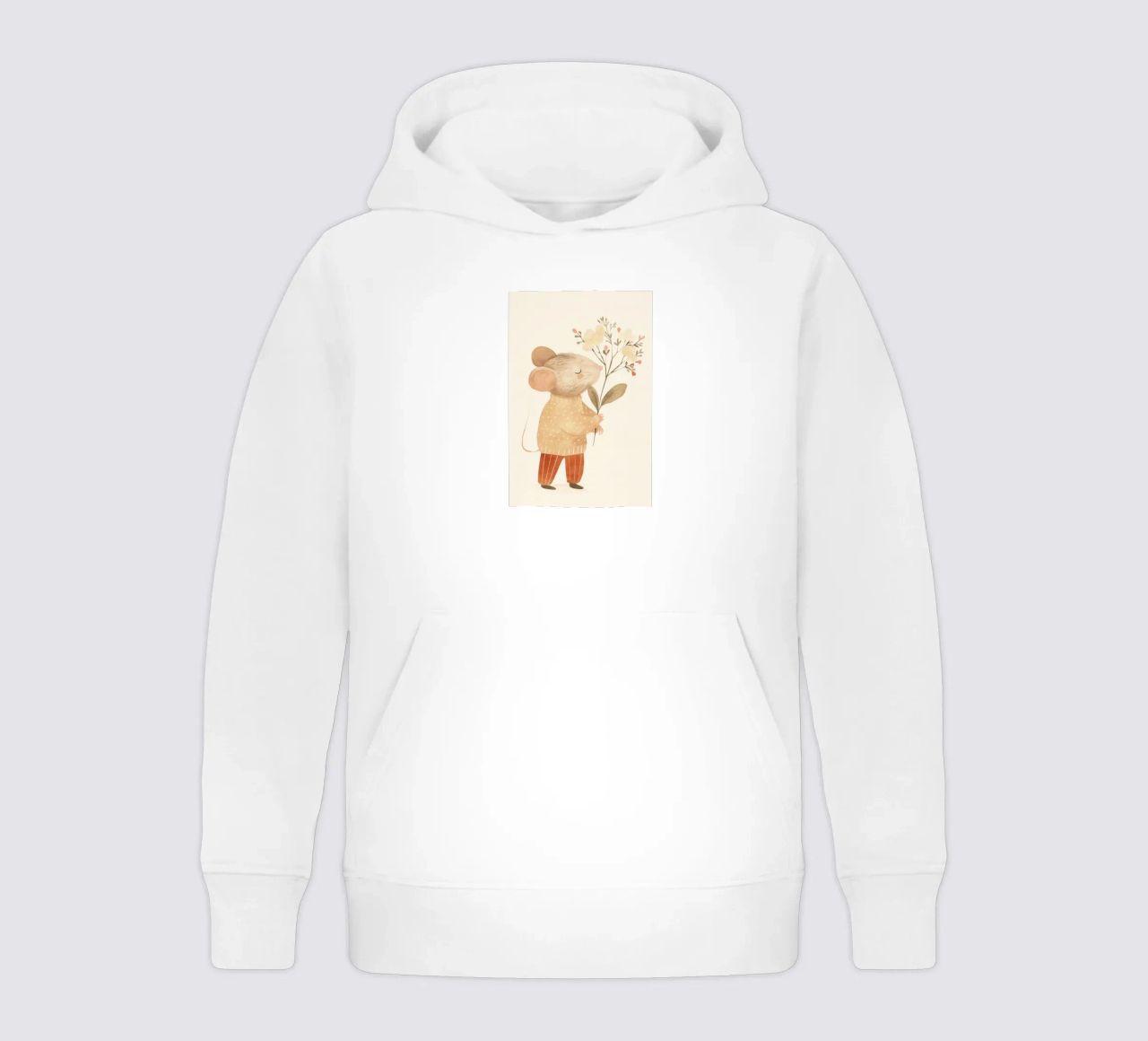 Aquarell Maus hält Blumen, Kinderzimmer Druck Kinder Hoodie von Little Lola