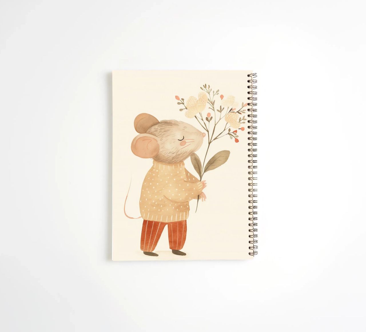 Aquarell Maus hält Blumen, Kinderzimmer Druck Ringbuch von Little Lola