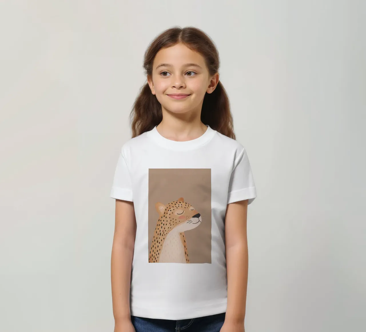 Cute Leopard, Kids Nursery Print, Children's Illustration kids t-shirt by Little Lola