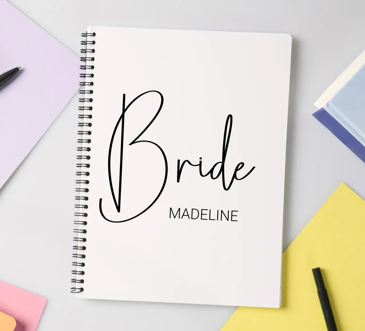 Personalized Bride Custom Name spiral notebook by Personalized Art