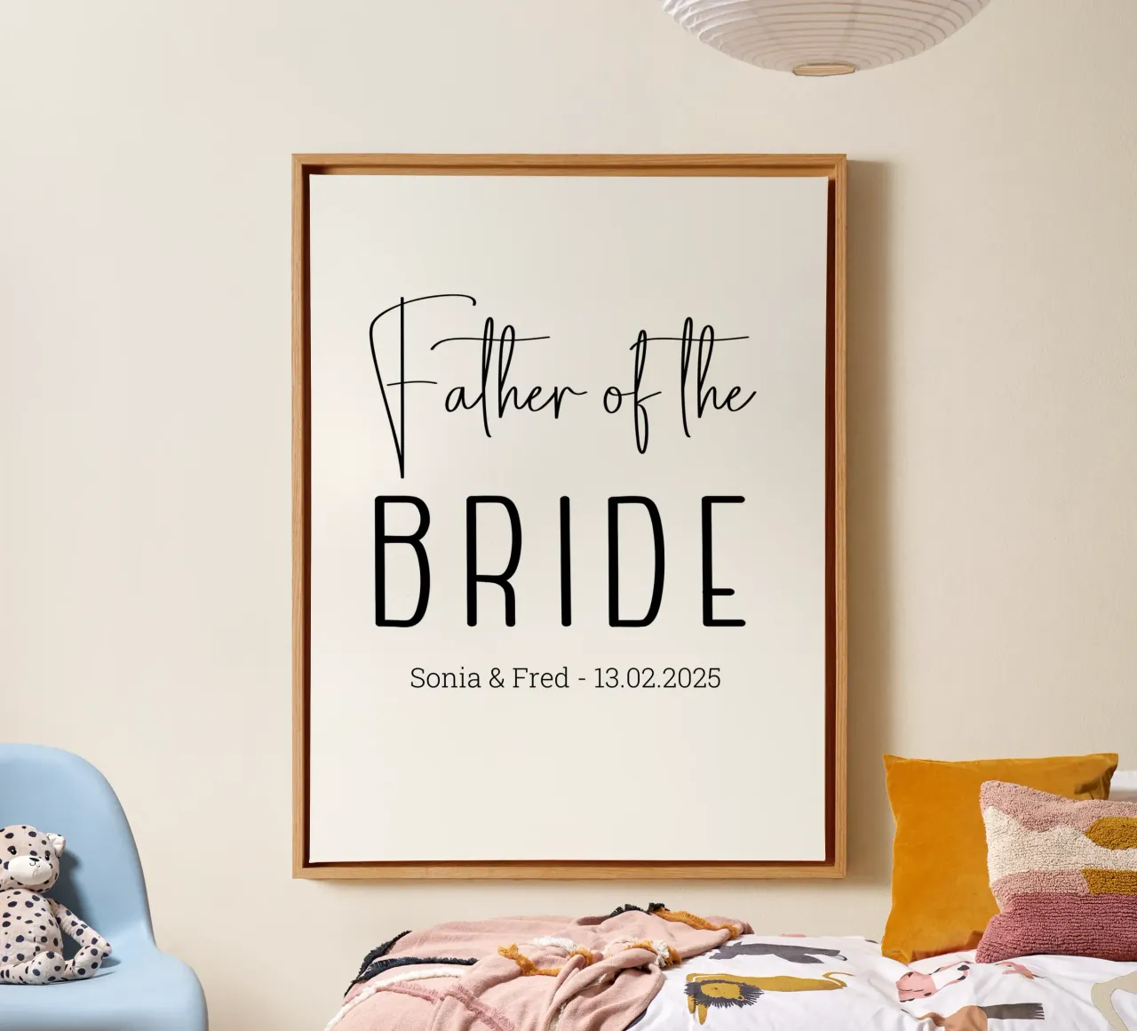 Gepersonaliseerd huwelijksgeschenk op maat voor de vader van de bruid canvas met Baklijst van Personalized Art