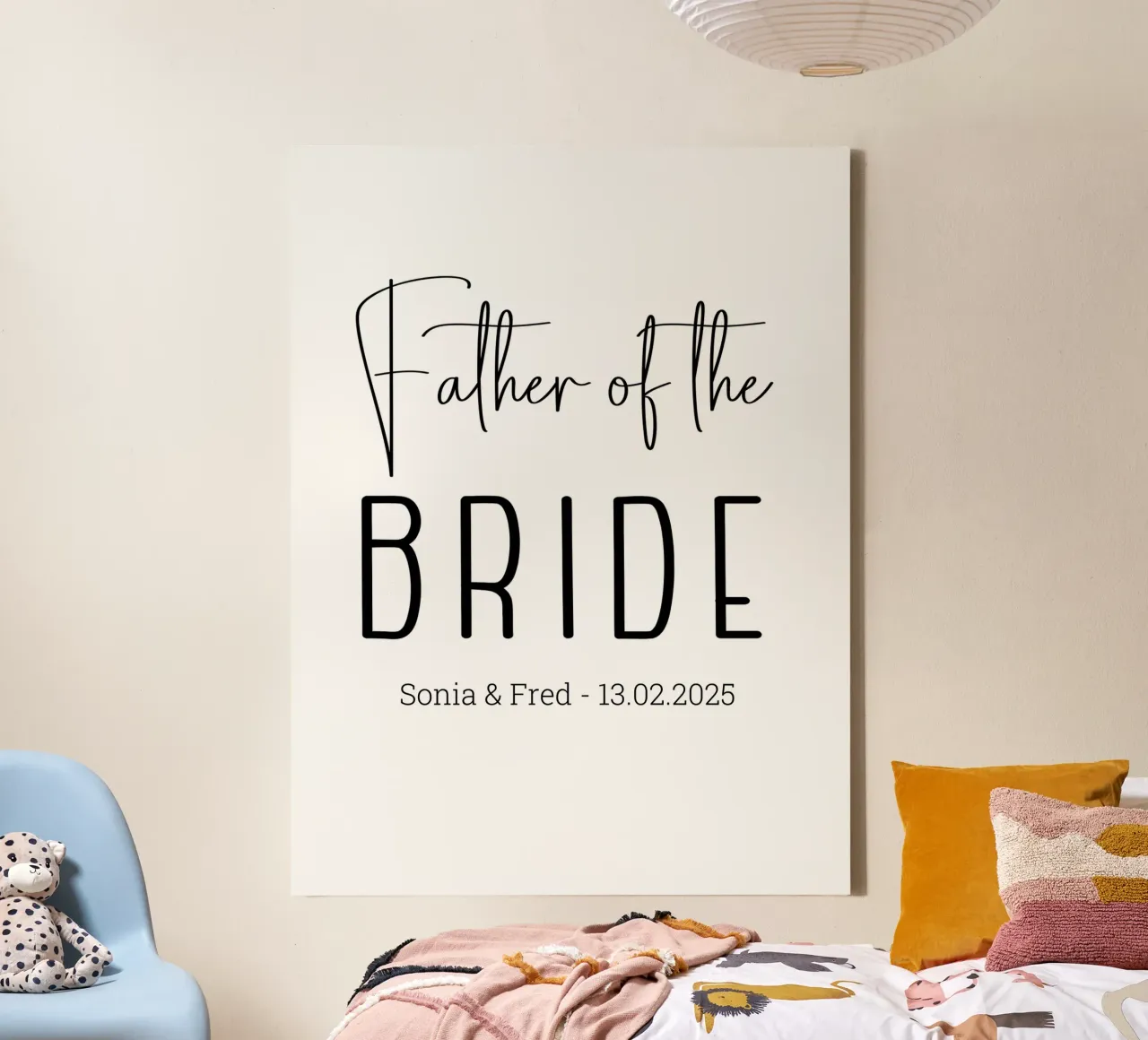 Gepersonaliseerd huwelijksgeschenk op maat voor de vader van de bruid canvas met Baklijst van Personalized Art