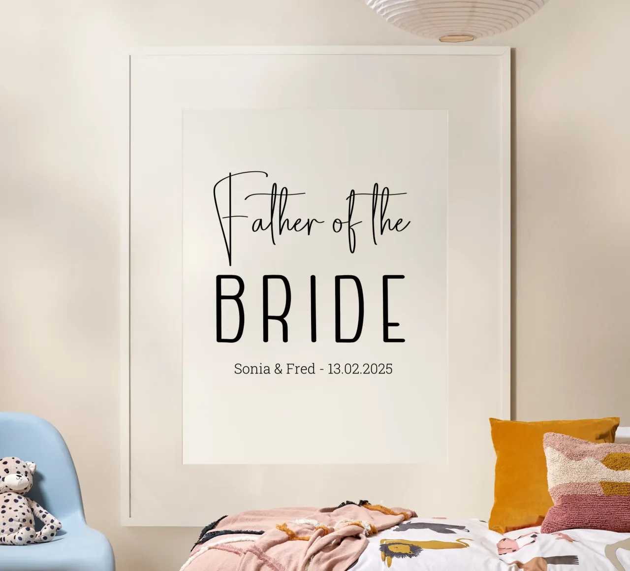Gepersonaliseerd huwelijksgeschenk op maat voor de vader van de bruid poster met kunststof frame van Personalized Art