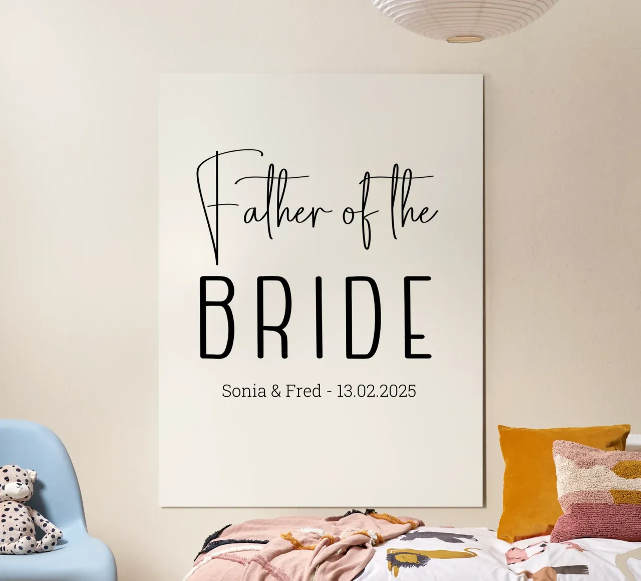 Gepersonaliseerd huwelijksgeschenk op maat voor de vader van de bruid poster met kunststof frame van Personalized Art