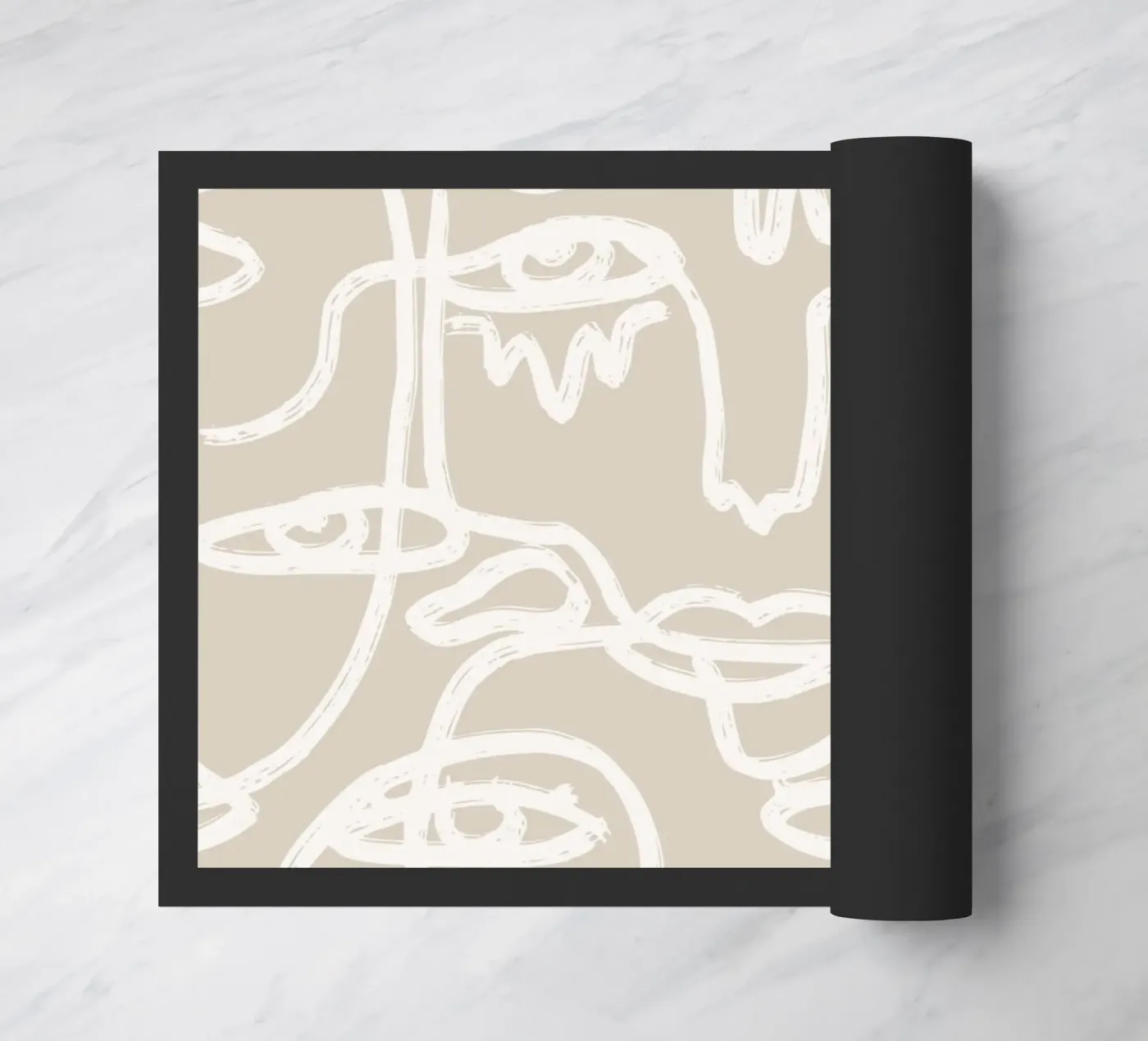 Beige Faces Fußmatte von ni-ja artboutique