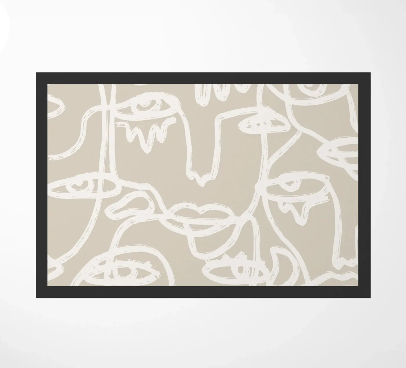 Beige Faces Fußmatte von ni-ja artboutique