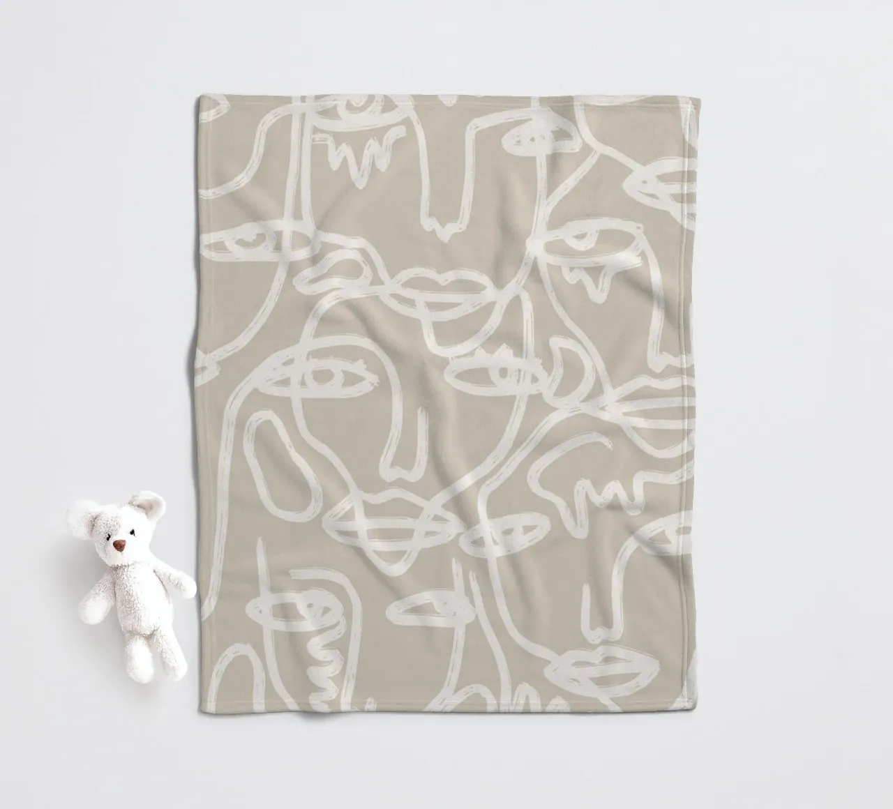 Beige Faces fleecedeken van ni-ja artboutique