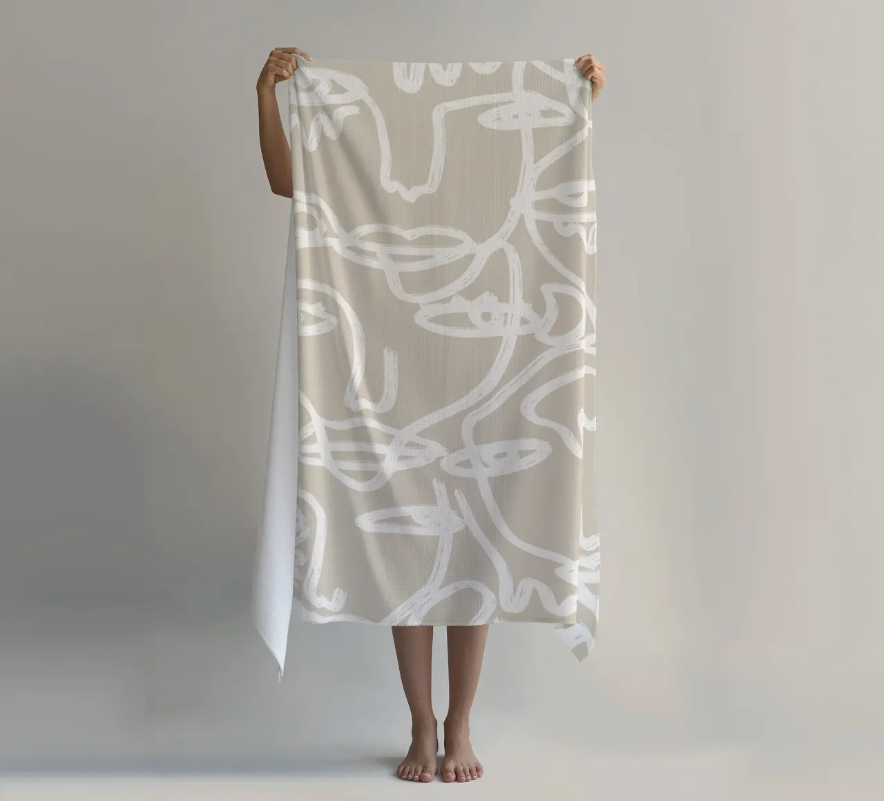 Beige Faces telo mare da ni-ja artboutique