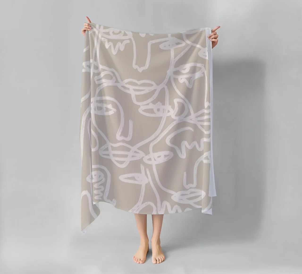 Beige Faces telo mare da ni-ja artboutique